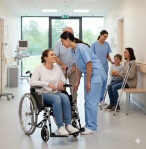 Ein Behinderter Menschen im Krankenhaus 