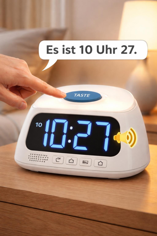 Sprechender Wecker für Senioren und Menschen mit Sehbehinderung