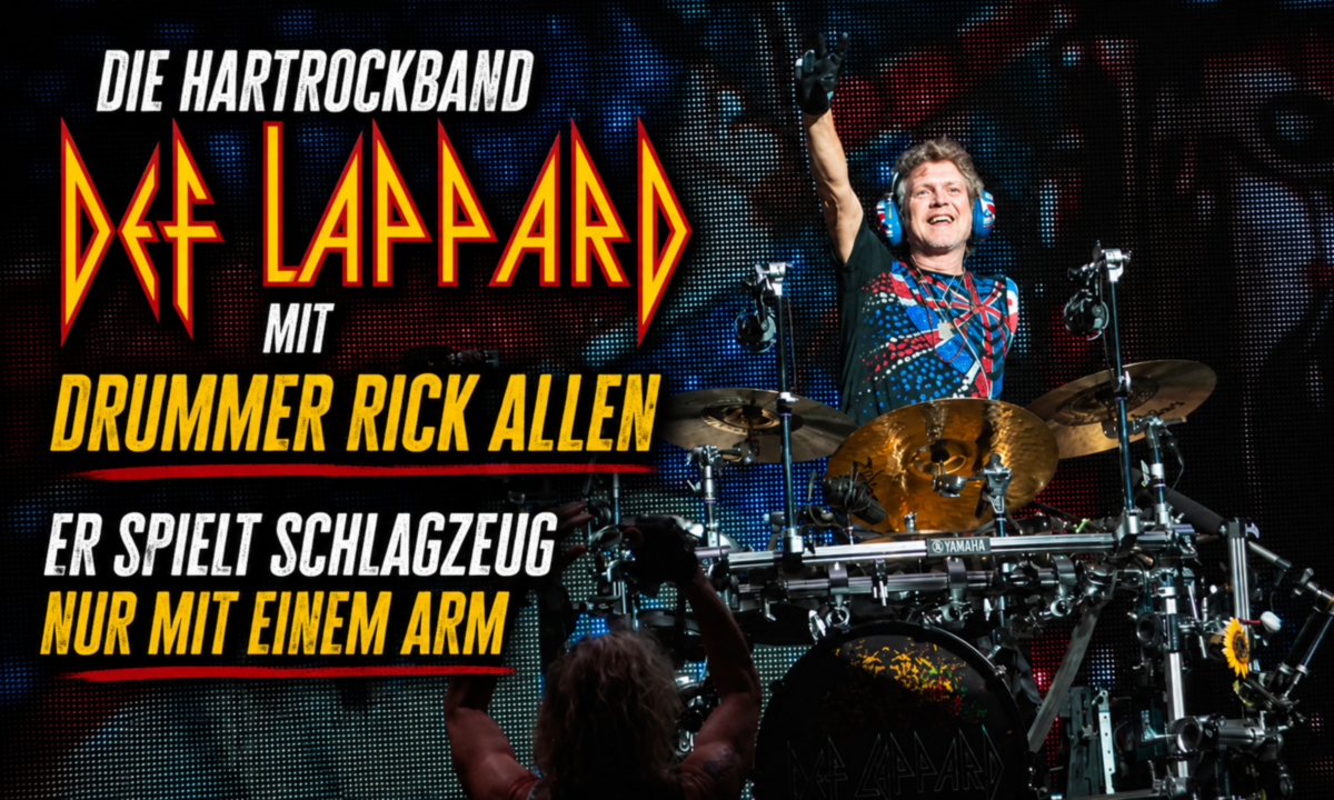 Rick Allen von Def Leppard am Schlagzeug mit einem Arm