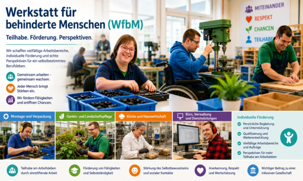 Eine Werkstatt für behinderte Menschen (WfbM)